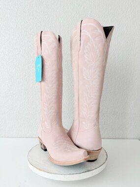 Lane SANDAGA Knee High Pink Cowboy Boots Womens Cowgirl Western Snip Toe 11